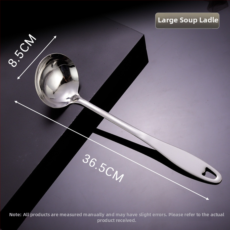 Toiduvalmistamise lusikas 304 roostevabast terasest, paksenenud pikk käepide, kuumade pannide jaoks, mitte-kleepuv, libisemisvastane, kõrge temperatuuritaluvus