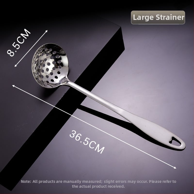 Toiduvalmistamise lusikas 304 roostevabast terasest, paksenenud pikk käepide, kuumade pannide jaoks, mitte-kleepuv, libisemisvastane, kõrge temperatuuritaluvus