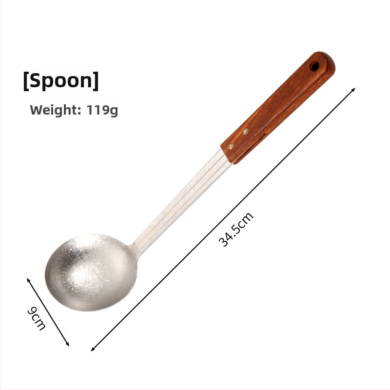 Puhast titaniumi lusikas ja spaatli komplekt roosipuu käepidemega, põletuste vastane disain, kahekohaline kerge köögitarvete komplekt