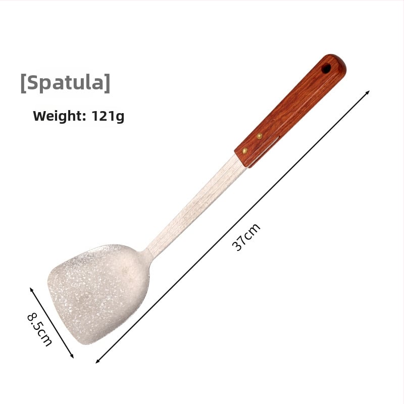 Puhast titaniumi lusikas ja spaatli komplekt roosipuu käepidemega, põletuste vastane disain, kahekohaline kerge köögitarvete komplekt