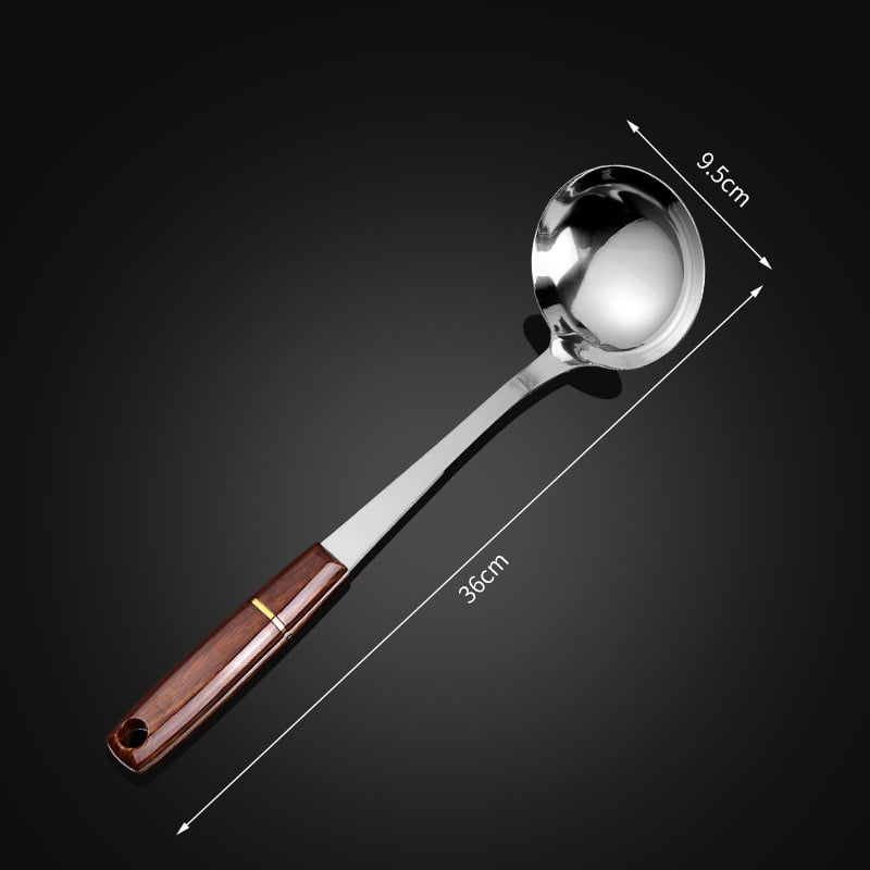 Puhast titaniumi lusikas ja spaatli komplekt roosipuu käepidemega, põletuste vastane disain, kahekohaline kerge köögitarvete komplekt