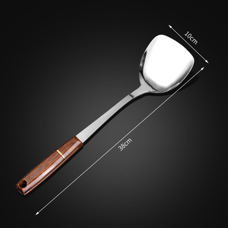 Puhast titaniumi lusikas ja spaatli komplekt roosipuu käepidemega, põletuste vastane disain, kahekohaline kerge köögitarvete komplekt