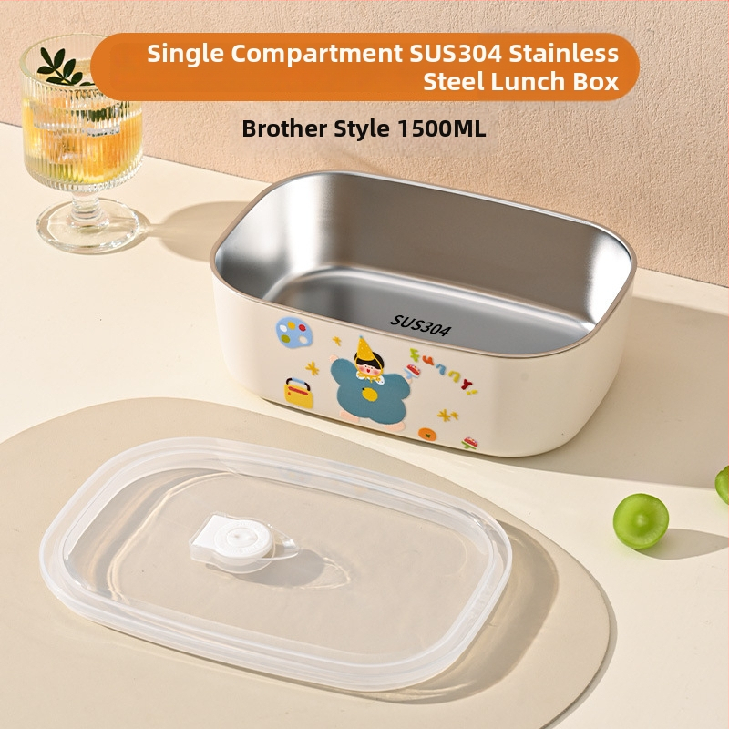 Ланчбокс от 304 неръждаема стомана, изолиран и с отделения, преносим, капацитет 800–1000 ml, за ученици