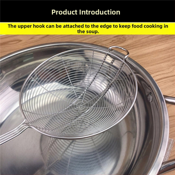 Skimmer για κατσαρόλα με μακριά λαβή και διπλά αγκίστρια — ανοξείδωτο ατσάλι 304, αντοχή σε υψηλές θερμοκρασίες