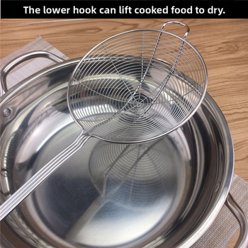 Skimmer για κατσαρόλα με μακριά λαβή και διπλά αγκίστρια — ανοξείδωτο ατσάλι 304, αντοχή σε υψηλές θερμοκρασίες