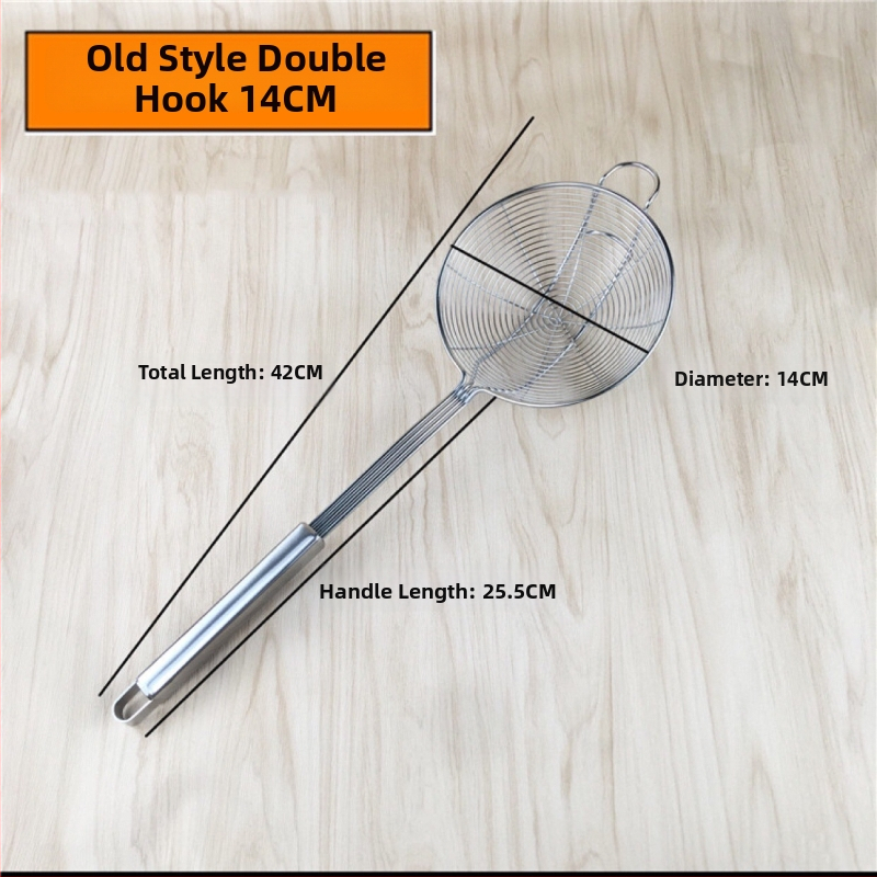 Skimmer για κατσαρόλα με μακριά λαβή και διπλά αγκίστρια — ανοξείδωτο ατσάλι 304, αντοχή σε υψηλές θερμοκρασίες