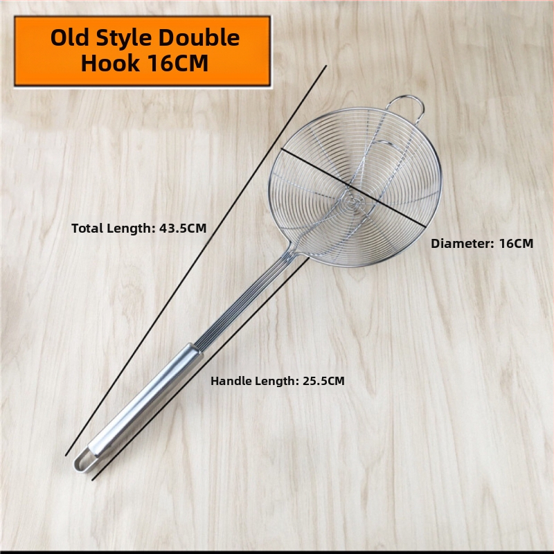 Skimmer για κατσαρόλα με μακριά λαβή και διπλά αγκίστρια — ανοξείδωτο ατσάλι 304, αντοχή σε υψηλές θερμοκρασίες