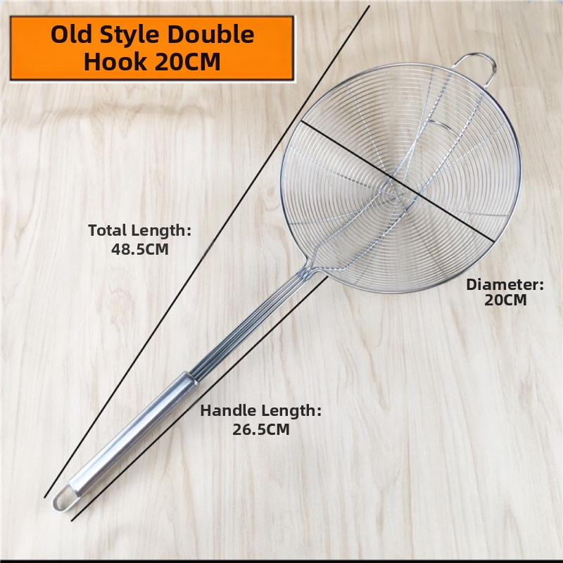 Skimmer για κατσαρόλα με μακριά λαβή και διπλά αγκίστρια — ανοξείδωτο ατσάλι 304, αντοχή σε υψηλές θερμοκρασίες