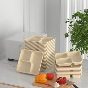 Yihexing vienkartinė popierinė pietų dėžutė, 1100 ml, biodegraduojanti, 2 mm storio, pakuotė 50 vnt.