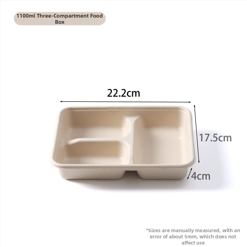 Yihexing vienkartinė popierinė pietų dėžutė, 1100 ml, biodegraduojanti, 2 mm storio, pakuotė 50 vnt.