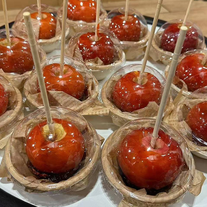 Apskrito popierinio desertinio dubenėlio su skylutėmis, talpa 220 ml, biologiškai skaidrus, lengvas prabangos stilius, pritaikomas