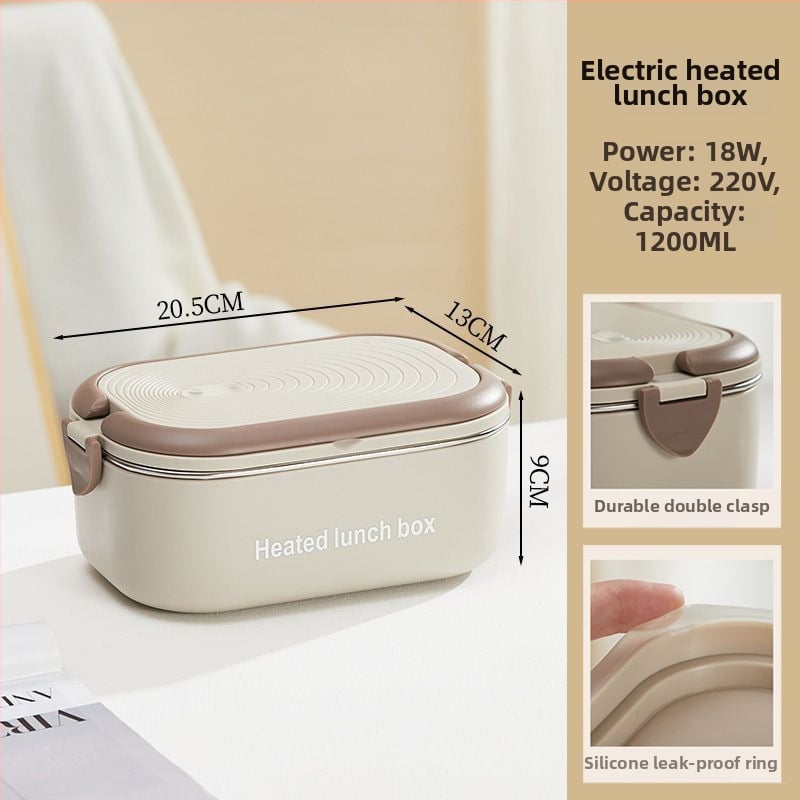 Cutie de prânz electrică portabilă cu încălzire fără apă, capacitate 1.1–1.2 L, 18 W, 220 V, vas interior din oțel inoxidabil 304, izolație cu două straturi