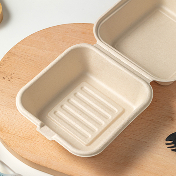 Cutie de tort de Crăciun, de unică folosință – material pulp, formă pătrată, stil degradabil, nu este potrivită pentru cuptor cu microunde, origine Zhejiang