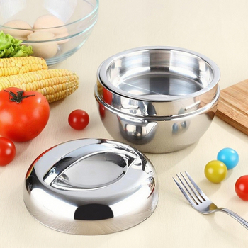 Двуслойна кутия за обяд от неръждаема стомана с капак, във форма на ябълка, изолирана, капацитет 1–2 л