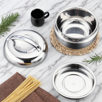 Двуслойна кутия за обяд от неръждаема стомана с капак, във форма на ябълка, изолирана, капацитет 1–2 л