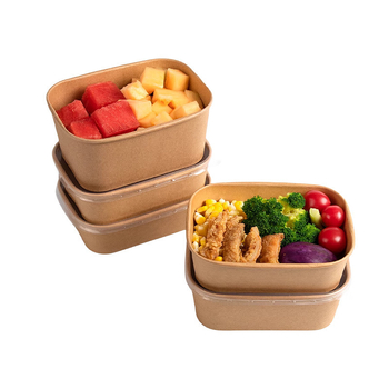 Къмпинг кутия за храна от крафт хартия, квадратна, еднократна, подходяща за микровълнова печка, устойчива на протичане