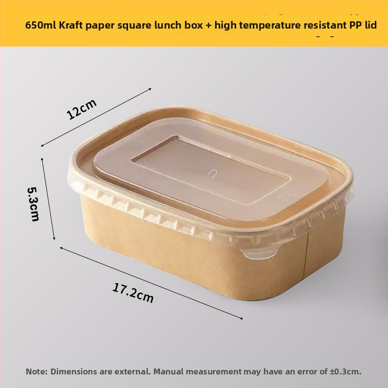 Къмпинг кутия за храна от крафт хартия, квадратна, еднократна, подходяща за микровълнова печка, устойчива на протичане