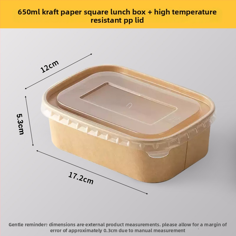 Къмпинг кутия за храна от крафт хартия, квадратна, еднократна, подходяща за микровълнова печка, устойчива на протичане