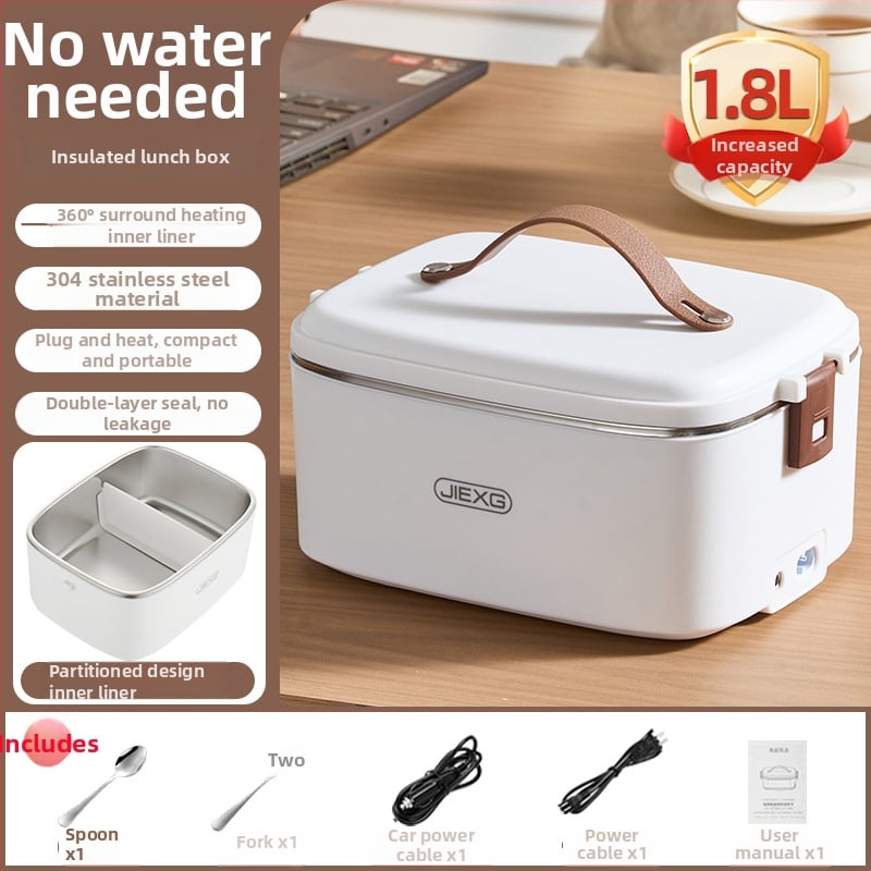 JIEXG FH-A15 Cutie electrică pentru prânz, încălzire fără apă, capacitate 1.6–2.0 L, vas interior din oțel inoxidabil 304, carcasă din plastic PP, tensiune 12V/24V/220V, putere 40W