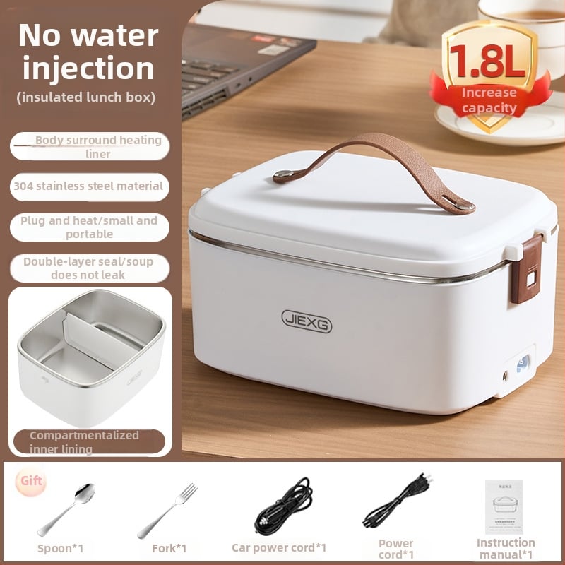 JIEXG FH-A15 Cutie electrică pentru prânz, încălzire fără apă, capacitate 1.6–2.0 L, vas interior din oțel inoxidabil 304, carcasă din plastic PP, tensiune 12V/24V/220V, putere 40W