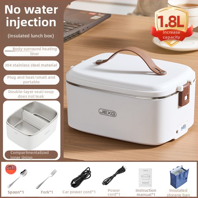 JIEXG FH-A15 Cutie electrică pentru prânz, încălzire fără apă, capacitate 1.6–2.0 L, vas interior din oțel inoxidabil 304, carcasă din plastic PP, tensiune 12V/24V/220V, putere 40W