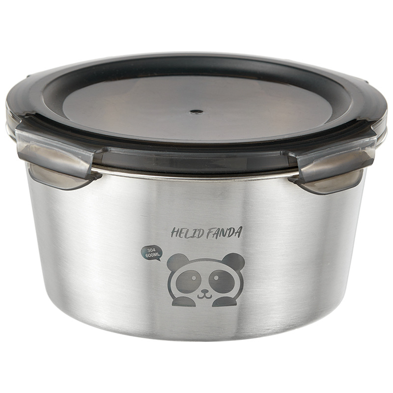 304 неръждаема стомана, кръгла кутия за хранене за запазване на свежест Bear Family модел, капацитет 1–2 л, печатано лого, възможност за персонализация