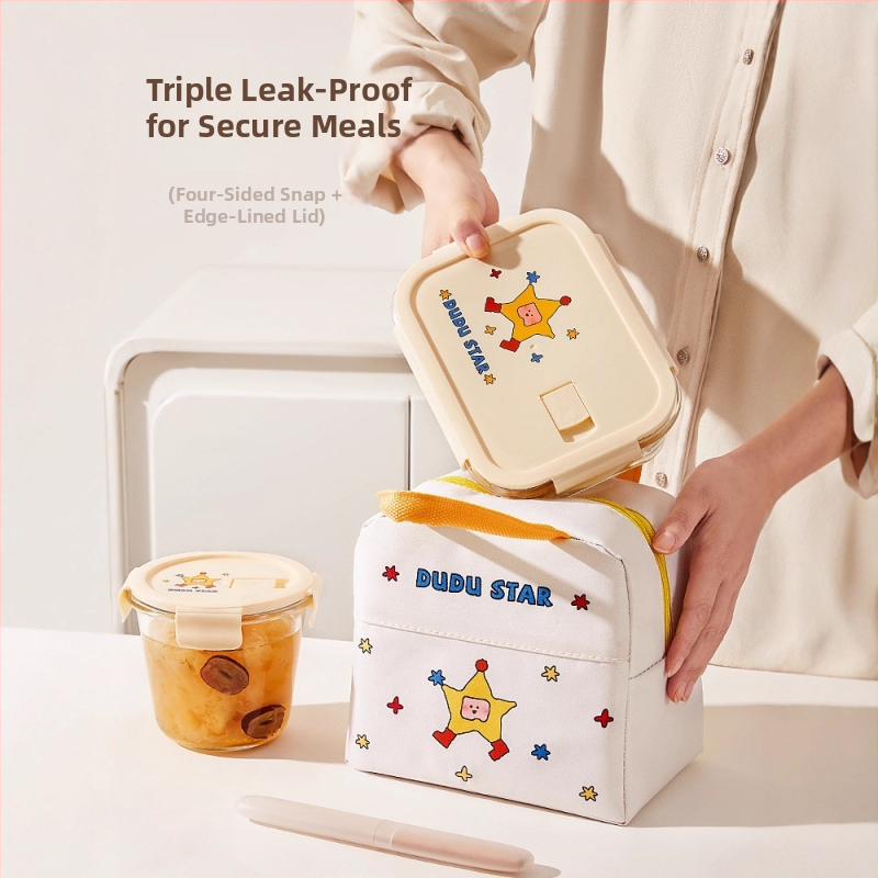 Xilekou стъклена кутия за обяд, боросиликатно стъкло, подходяща за микровълнова, кръгла, 800–1000 ml, плътно уплътняващ капак