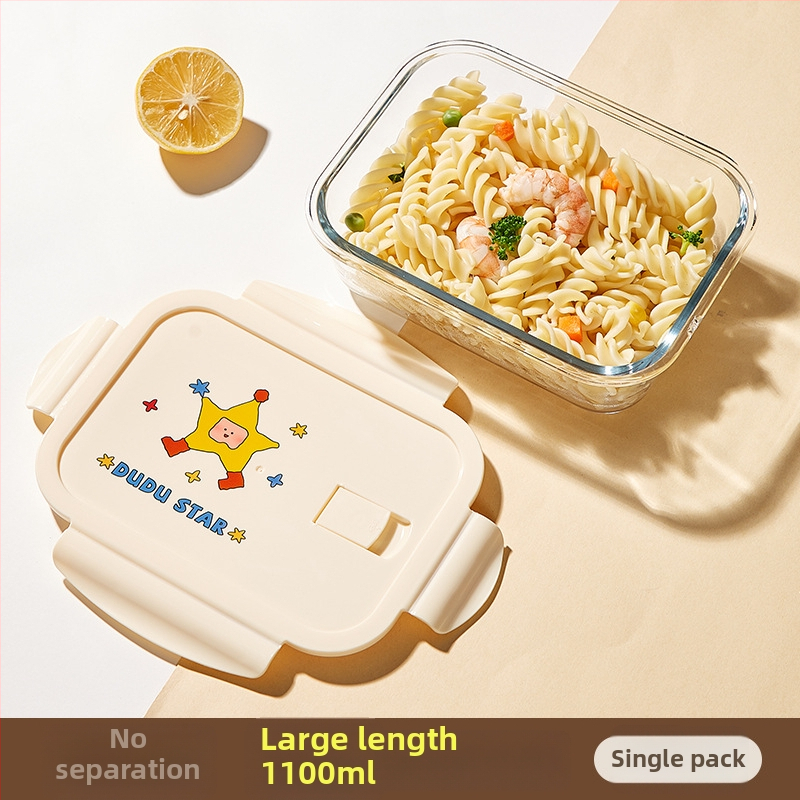 Xilekou стъклена кутия за обяд, боросиликатно стъкло, подходяща за микровълнова, кръгла, 800–1000 ml, плътно уплътняващ капак