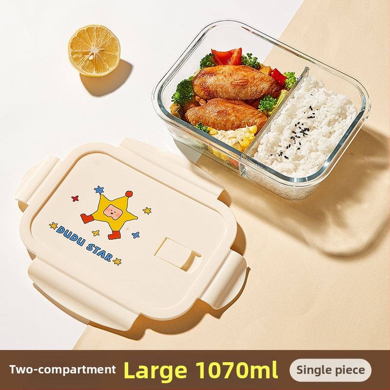 Xilekou стъклена кутия за обяд, боросиликатно стъкло, подходяща за микровълнова, кръгла, 800–1000 ml, плътно уплътняващ капак