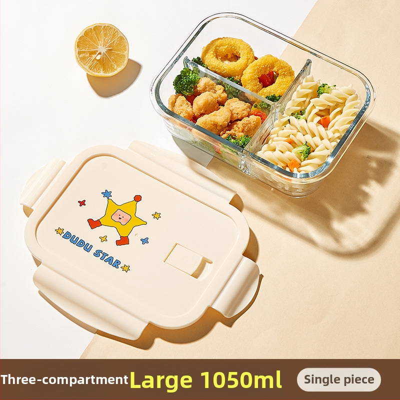 Xilekou стъклена кутия за обяд, боросиликатно стъкло, подходяща за микровълнова, кръгла, 800–1000 ml, плътно уплътняващ капак