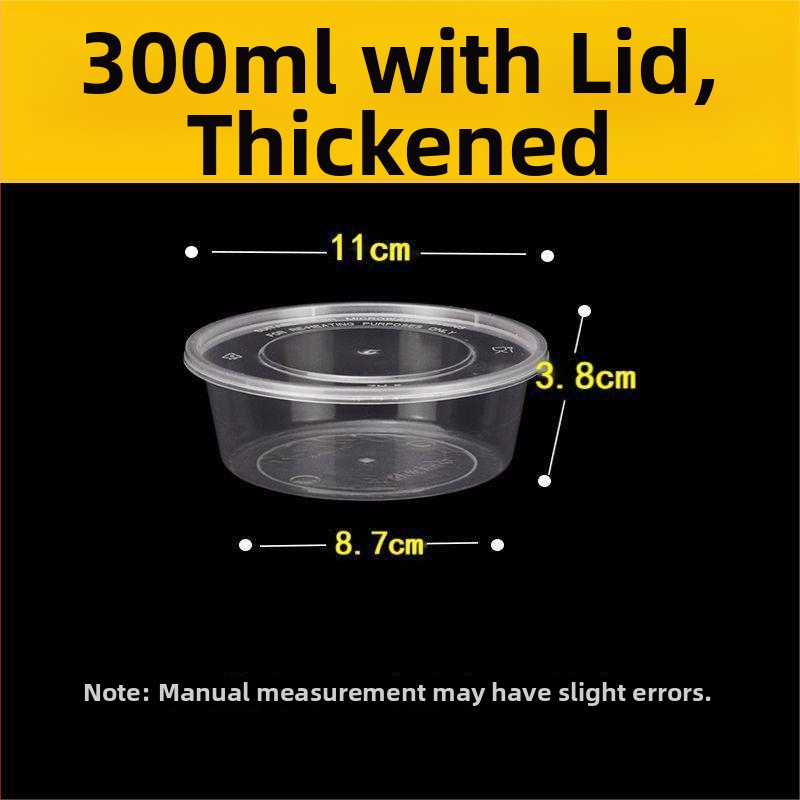 Okrúhla jednorazová krabička na obed 1000 ml, plastová, priehľadná, s misou na polievku, na donáškové balenie