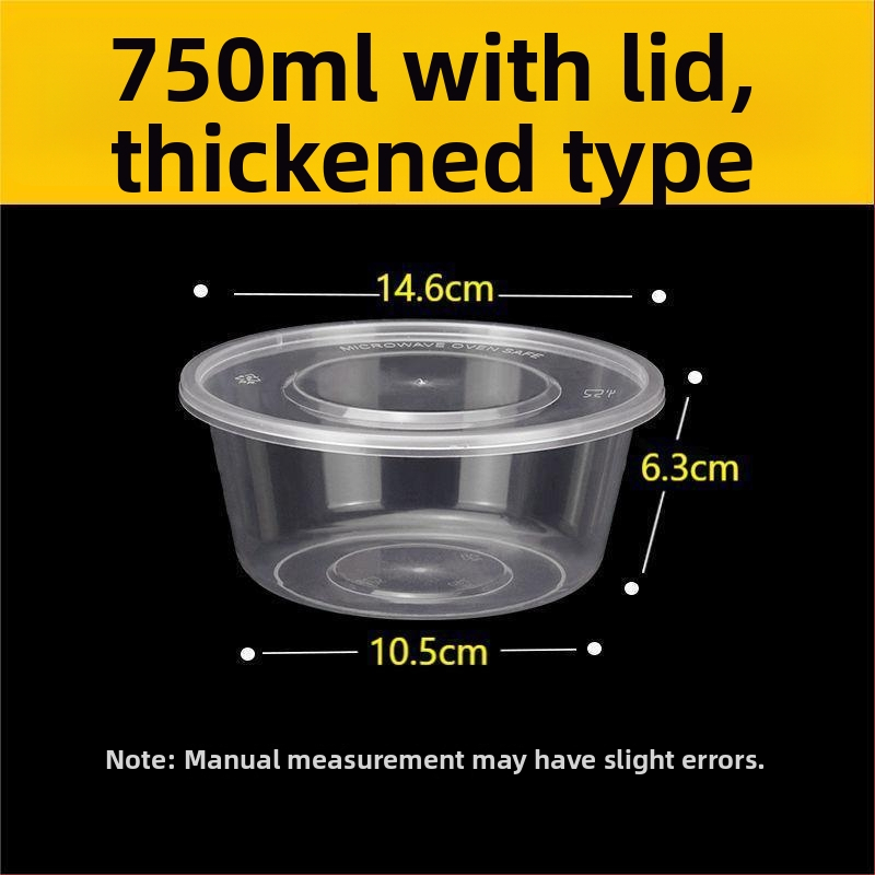 Okrúhla jednorazová krabička na obed 1000 ml, plastová, priehľadná, s misou na polievku, na donáškové balenie