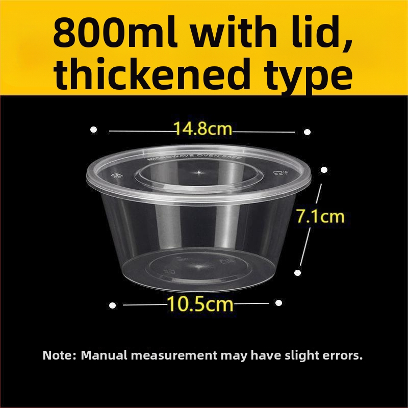 Okrúhla jednorazová krabička na obed 1000 ml, plastová, priehľadná, s misou na polievku, na donáškové balenie