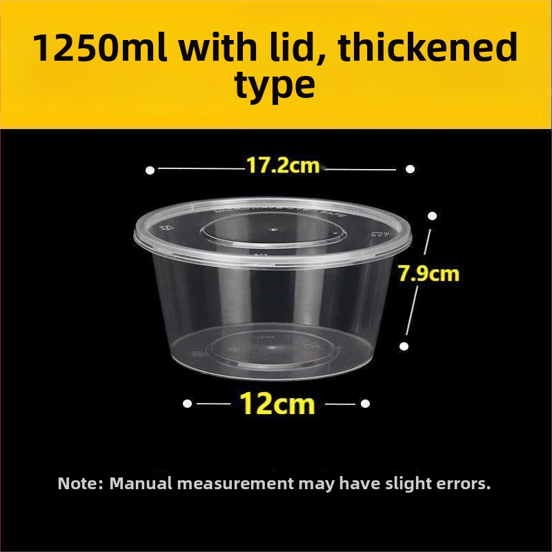 Okrúhla jednorazová krabička na obed 1000 ml, plastová, priehľadná, s misou na polievku, na donáškové balenie