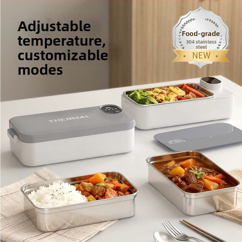 Cutie electrică pentru prânz cu încălzire fără apă, alimentare USB 5V 15W, recipient interior din oțel inoxidabil, model F13