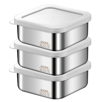 316 неръждаема стомана кутия за обяд, квадратна форма, капацитет 301–500 ml, запечатана за запазване на свежестта, порционен контрол