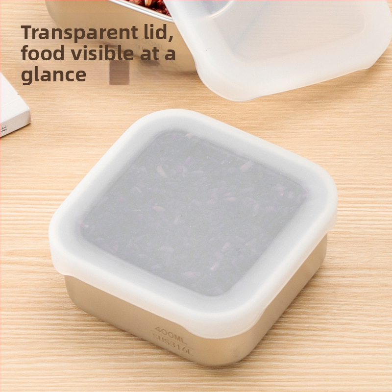 316 неръждаема стомана кутия за обяд, квадратна форма, капацитет 301–500 ml, запечатана за запазване на свежестта, порционен контрол
