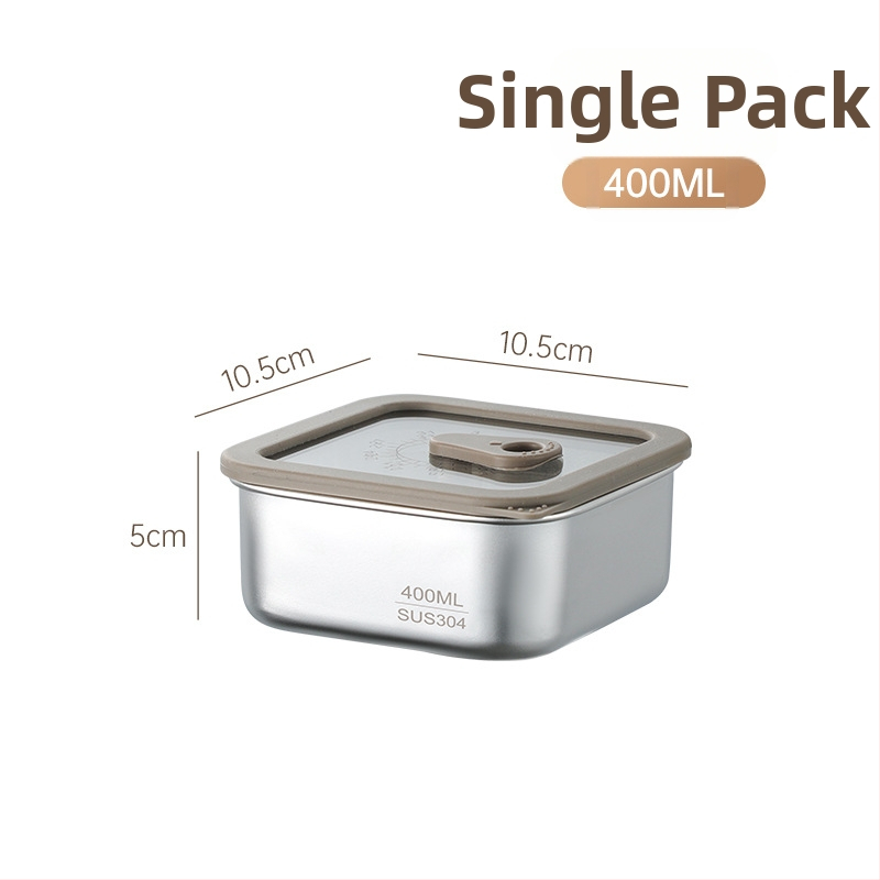 316 неръждаема стомана кутия за обяд, квадратна форма, капацитет 301–500 ml, запечатана за запазване на свежестта, порционен контрол