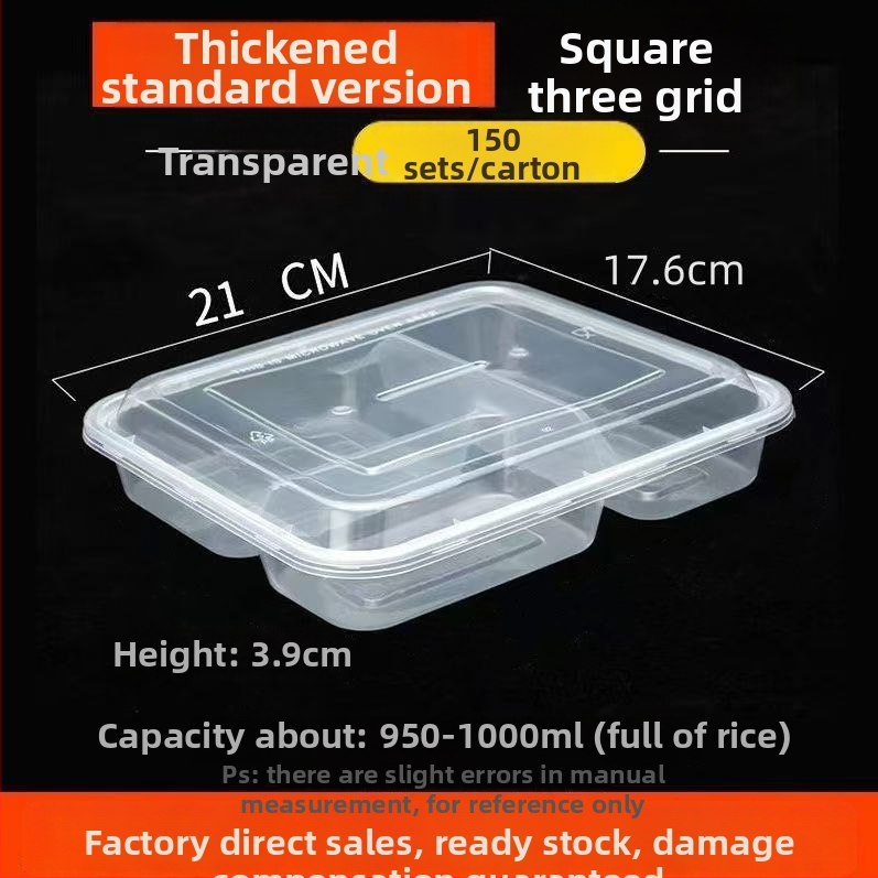 Jednorazová dóza na obed s 4 priehradkami, obdĺžniková šálka donáška, PP materiál, značka Jiajia hengmei, pôvod Huaian, Anhui, 150 balení