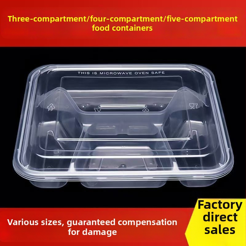 Jednorazová dóza na obed s 4 priehradkami, obdĺžniková šálka donáška, PP materiál, značka Jiajia hengmei, pôvod Huaian, Anhui, 150 balení