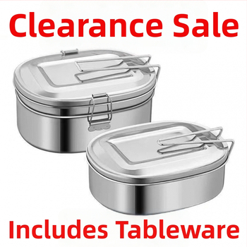 Кутия за обяд от неръждаема стомана, правоъгълна с капак, 500 ml, 400-серия, подходяща за микровълнова печка.