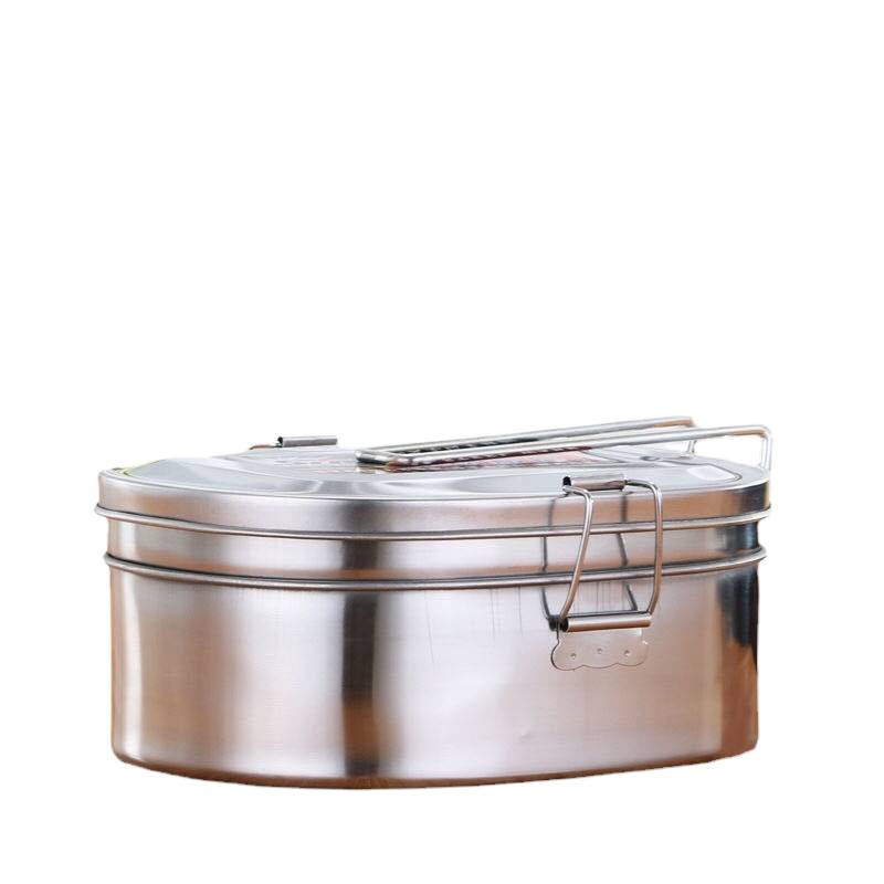 Кутия за обяд от неръждаема стомана, правоъгълна с капак, 500 ml, 400-серия, подходяща за микровълнова печка.