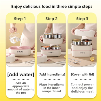 Cutie pentru prânz electrică – capacitate mare 2,0 L, vas interior detașabil din oțel inoxidabil 304, încălzire 250W, alimentare 220V, design izolat