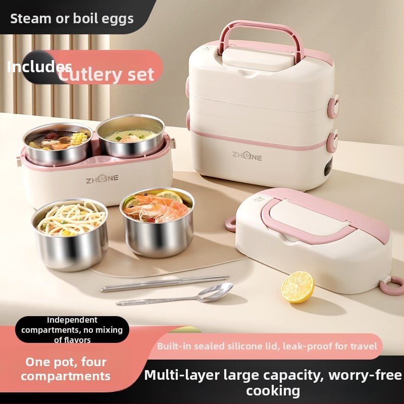 Cutie pentru prânz electrică – capacitate mare 2,0 L, vas interior detașabil din oțel inoxidabil 304, încălzire 250W, alimentare 220V, design izolat