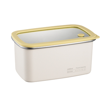 Ланч бокс от 304 неръждаема стомана, правоъгълен, микровълнова безопасен, прозрачно стъклено капаче със уплътнение, различни капацитети