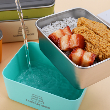 316 неръждаема стомана кутия за обяд с двойнослойна изолация, микровълнова безопасна с капак, за офис