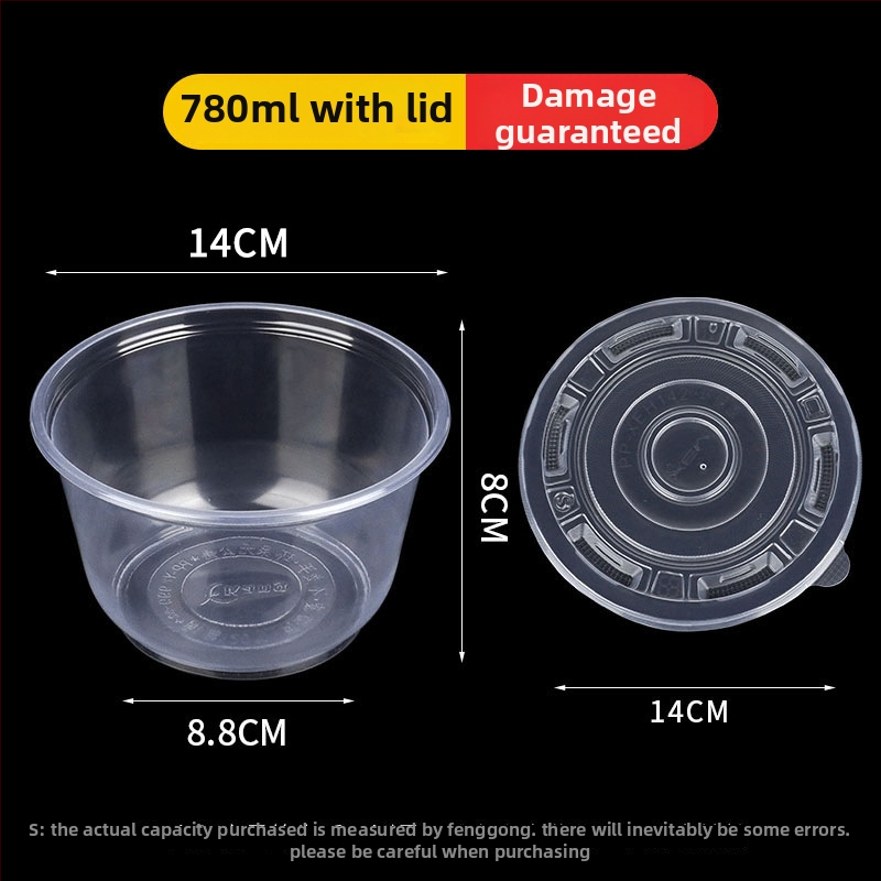 Ühekordne plastikust toidukauss, ümmargune, paksu seinaga, maht 300–900 ml, 600 tk/pak