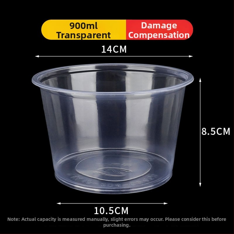 Ühekordne plastikust toidukauss, ümmargune, paksu seinaga, maht 300–900 ml, 600 tk/pak