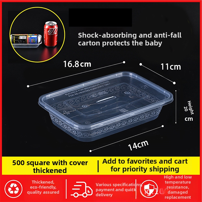 Jednorazová obdĺžniková krabička na obed s viečkom, priehľadná, 1000 ml, PP plast, vhodná do mikrovlnky