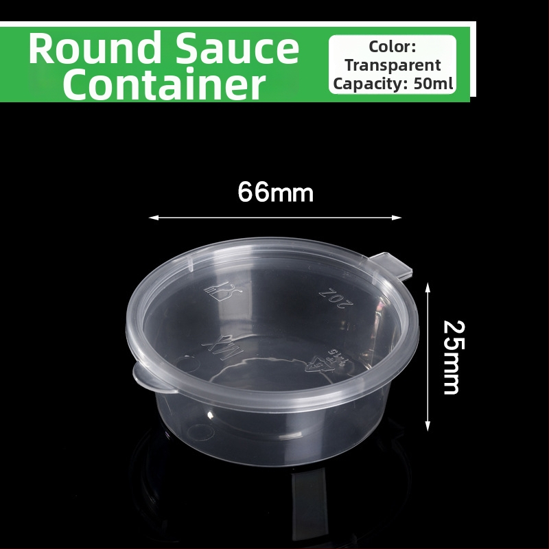 Jednorázový pohár na omáčku s viečkom na donášku, z plastu, vhodné do mikrovlnky, tlač loga k dispozícii, prispôsobenie k dispozícii